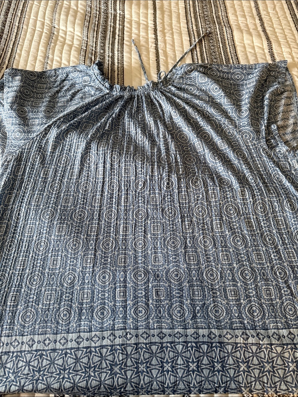 Rose & Olive Light Blue Geometric Peasant Blouse - Picture 5 of 5